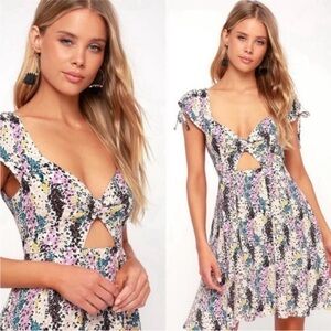 Free People Boho Floral Cutout Mini Dress | Size M